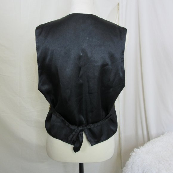 Paul Ropp Vintage Beaded Vest Gold and Black Bird Motif Size Medium Boho - Picture 7 of 11